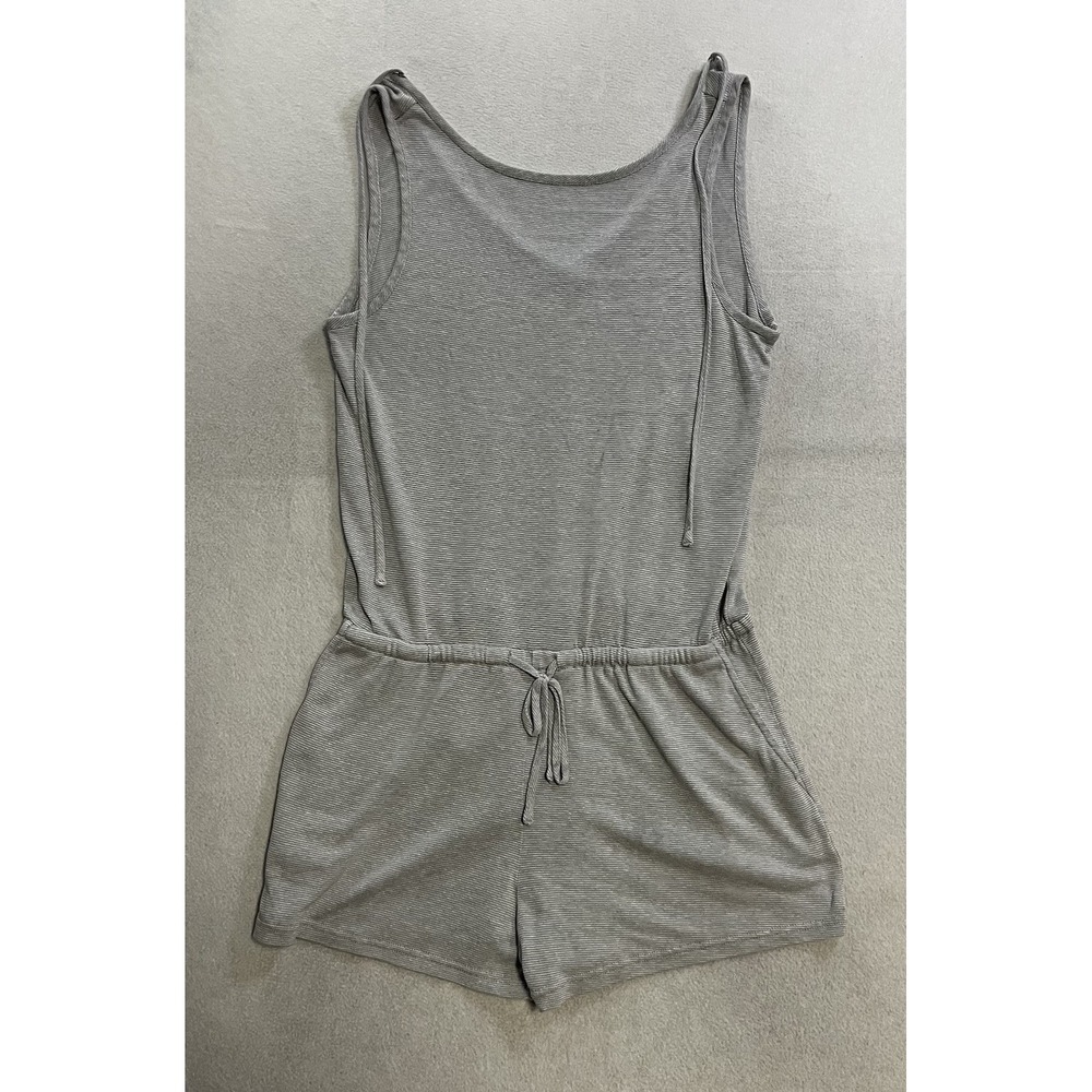 Prana Gray Jersey Knit Striped Sylvie Sleeveless Romper Women's Size Medium